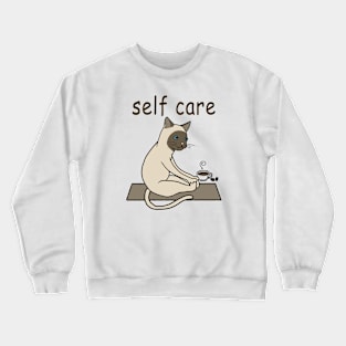 Funny Siamese Cat Self Care yoga Crewneck Sweatshirt